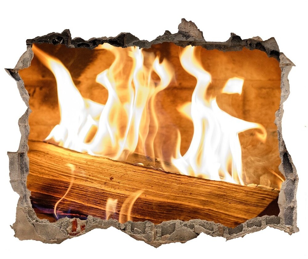 Wallmuralia.pl Samoprzylepna dziura na ścianę Drewno w kominku