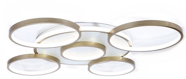 Decorativi Duży plafon do salonu z pilotem okręgi LED GIACOMMO 102W ZŁOTA Decorativi 444