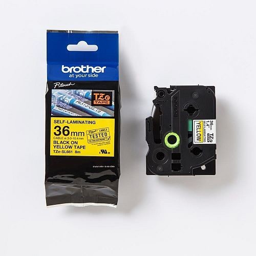 Brother TZ-SL661 / TZe-SL661, 36mm x 8m, černý tisk / žlutý podklad, originální páska