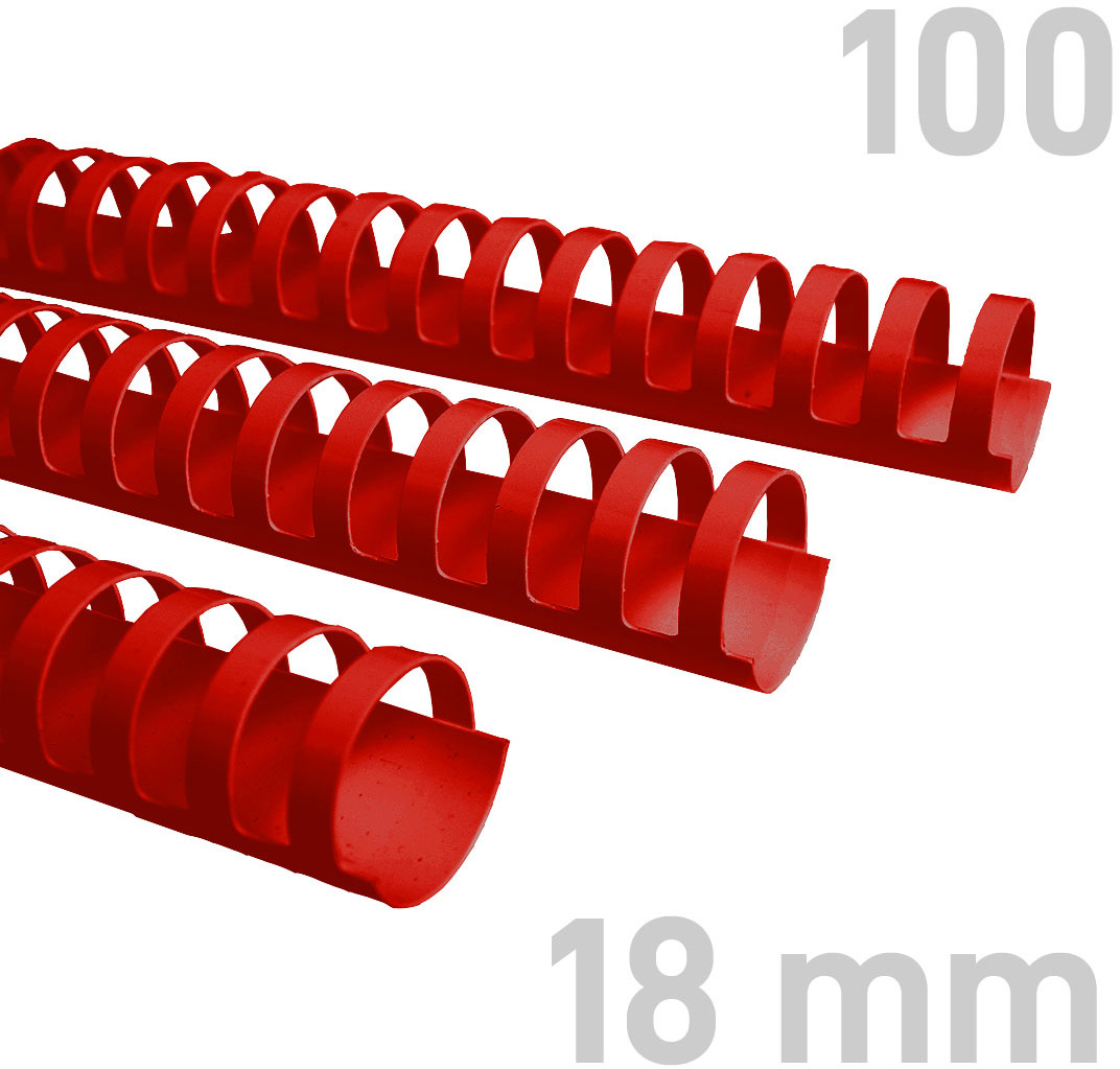 Opus Grzbiety do bindowania 18mm czerwone plastikowe 100szt. GRP.129