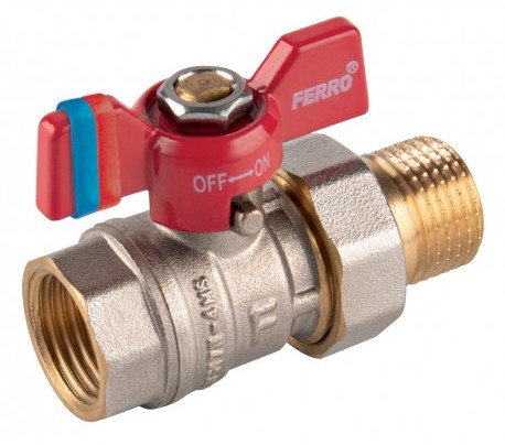 Ferro Zawór kulowy nakrętno-wkrętny z motylkiem śrubunkiem 1/2 KFCS1