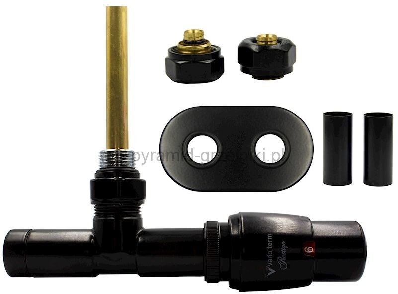 Varioterm Zawór termostatyczny UNICO All i One rozeta owalna - czarny mat pex 16 mm prawy AUGS0224CFK/P(Pex)