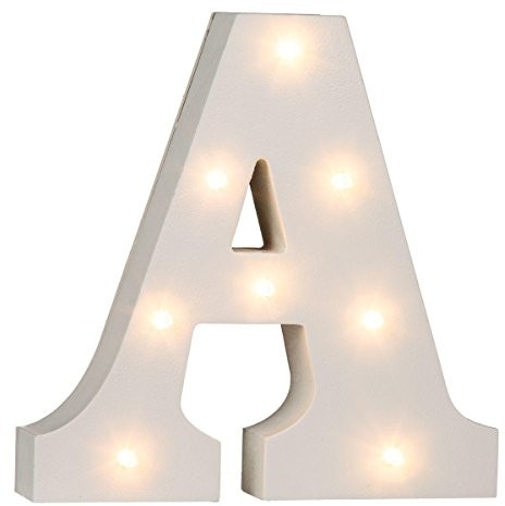 Out of the Blue Oświetlone drewniane litery, cyfry i znaki od A do Z i 0  1 z oświetleniem LED 57/6074