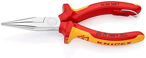 Knipex szczypce płaskie okrągłe z zamkiem do krojenia/oczkami z otworem, długość w mm: 169, 1 sztuki, 25 06 160 T 25 06 160 T