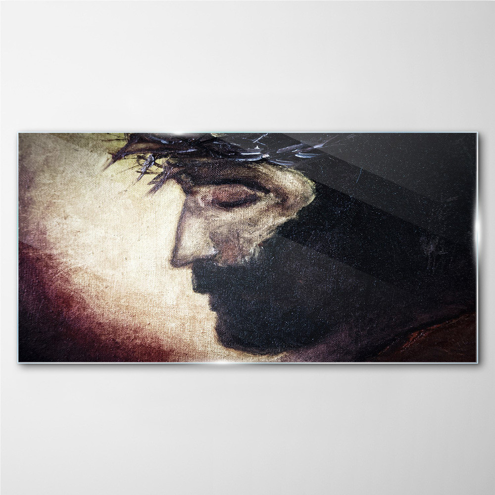 PL Coloray Obraz na Szkle Religijne Jezus Korona 100x50cm