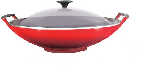 Le Creuset gotowania z żeliwa z pokrywką szklaną, 36 cm, Cerise L25W3-3667