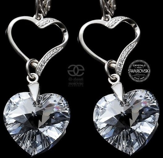 Swarovski piękne kolczyki COMET SERCE SREBRO