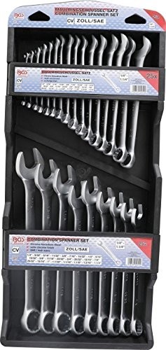 BGS zestaw kluczy płasko-oczkowy, rozmiary w calach, 1/4-11/4 cala, 25-częściowy, 1 sztuki, 30101