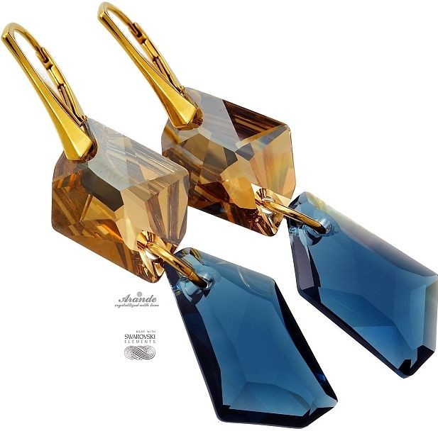 Swarovski piękne długie kolczyki MONTANA GOLD