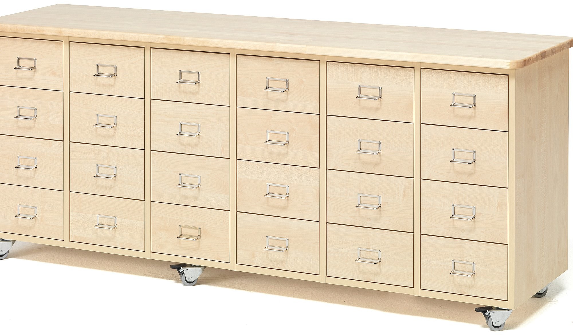 AJ Produkty Komoda z szufladami, uchwyt z ramką na etykietę, 24 szuflady, brzoza