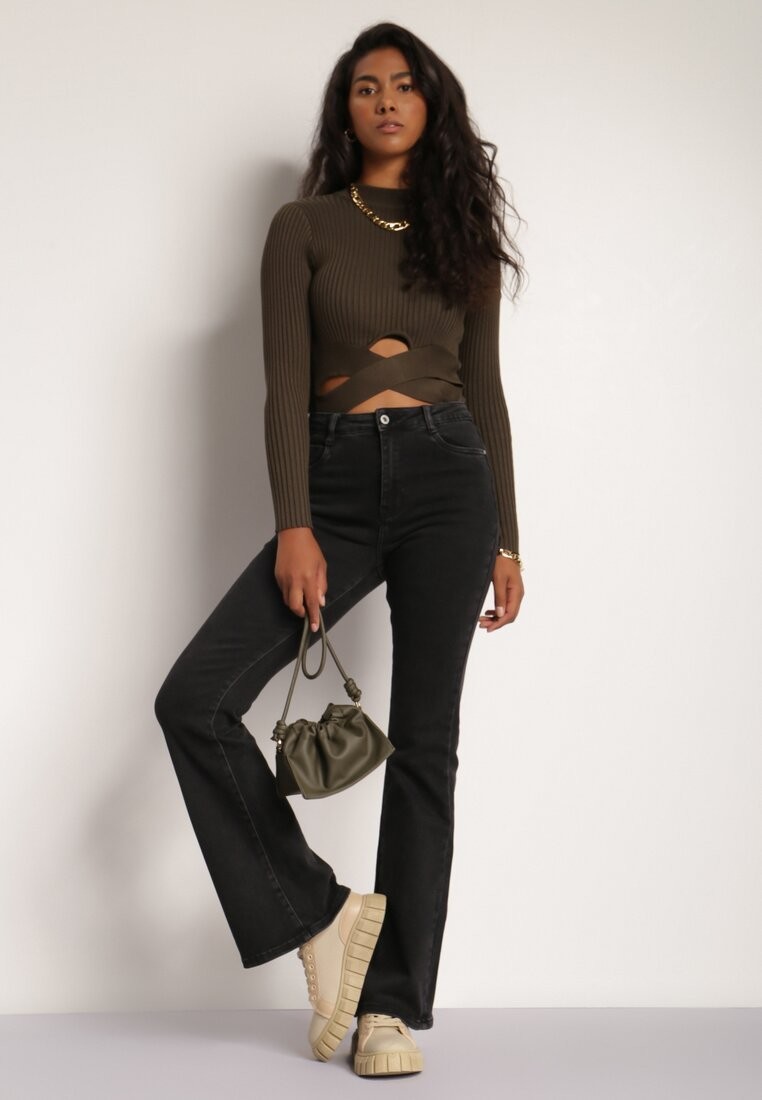 Czarne Jeansy Dzwony Ikora