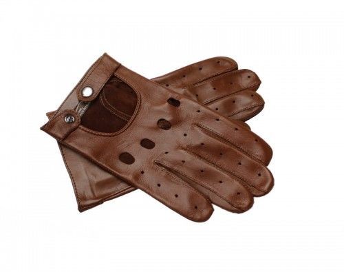 Skórzane rękawiczki samochodowe - jasny brąz, koniakowe MS-MD4-JB