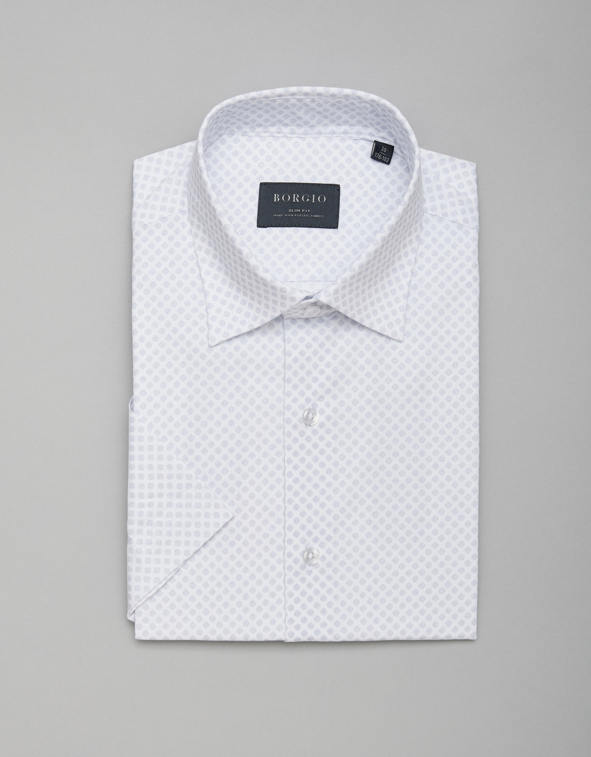 Borgio koszula canosa 00329 krótki rękaw biały slim fit