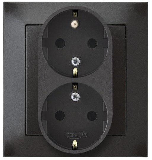 Ospel Impresja antracyt gniazdo podwójne +0) SCHUKO GP-2YS/50 GP-2YS/50