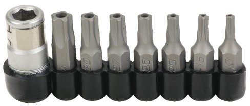 KS Tools 911.1480 1/4 cala Komplet Classic Bit do śrub pięcioramienna gwiazda z otworem, 8-częściowy, TS10 ts40 4042146077658