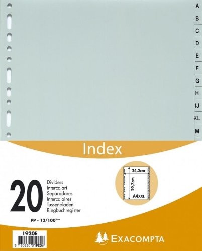 Exacompta Skorowidz A4 + 20tlg A-Z PP Szary 1920E