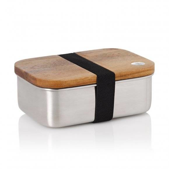 AdHoc ADHOC COTTO LUNCHBOX POJEMNIK ŚNIADANIOWY 600 ML STAL + DREWNO AKACJOWE AH-SB21