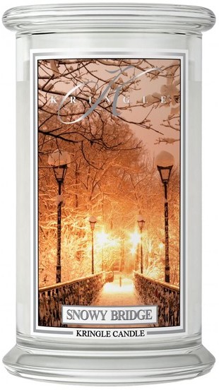 Kringle Candle Duża świeca zapachowa z dwoma knotami snowy bridge 623g