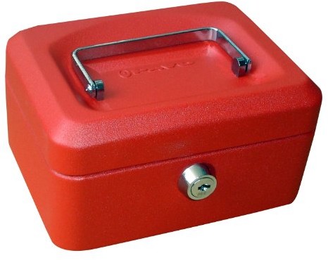 Unbekannt PAVO Premium kasetka na pieniądze, zamek cylindryczny z 2 kluczami, 15 x 12 x 8 cm, czerwona 8011861