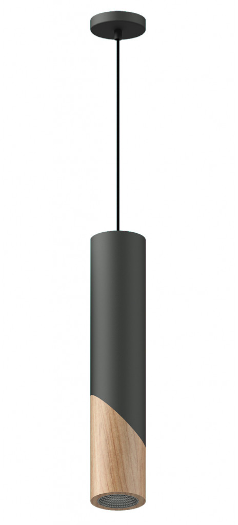 LED Cob Thoro Minimalistyczna Lampa wisząca SVEG 60 Sufitowa Kolor czarny/naturalne drewno Atrakcyjny wzór tuby Oświetlenie do salonu, sypialni Styl Loft Industrial Zwis stal oprawa EDC Producent THORO TH.024