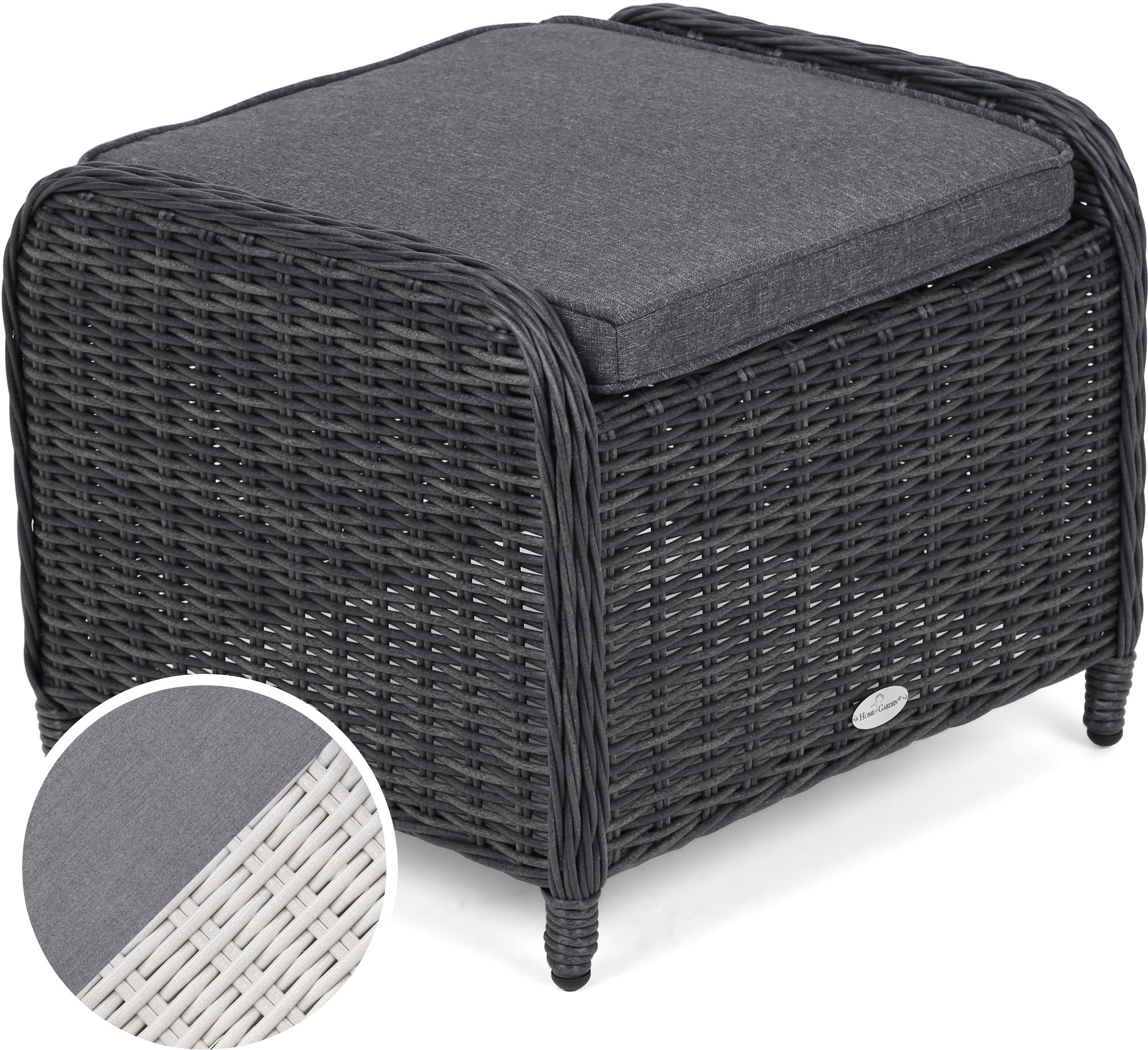 HOME & GARDEN Podnóżek technorattanowy Bristol White / Grey 472060