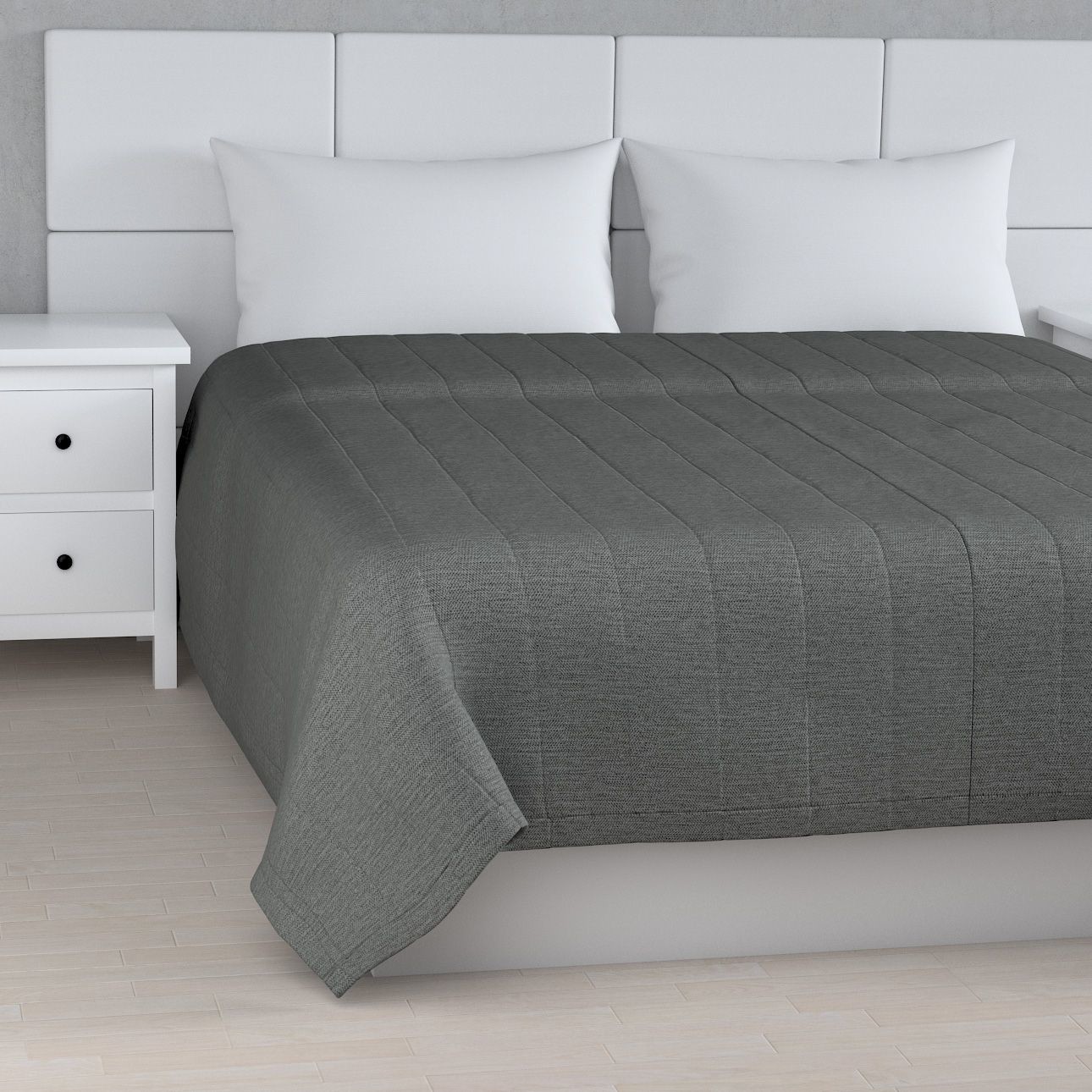 Dekoria Narzuta pikowana w pasy szary 100 x 160cm Living 836-160-42