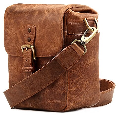 MegaGear megagear torba na aparat  Posłaniec z prawdziwej skóry do-bezlusterkowych, natychmiast obrazu i lustrzanek, brązowy MG1329