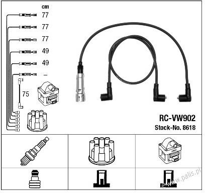 NGK Przewody zapłonowe 8618 RC-VW902