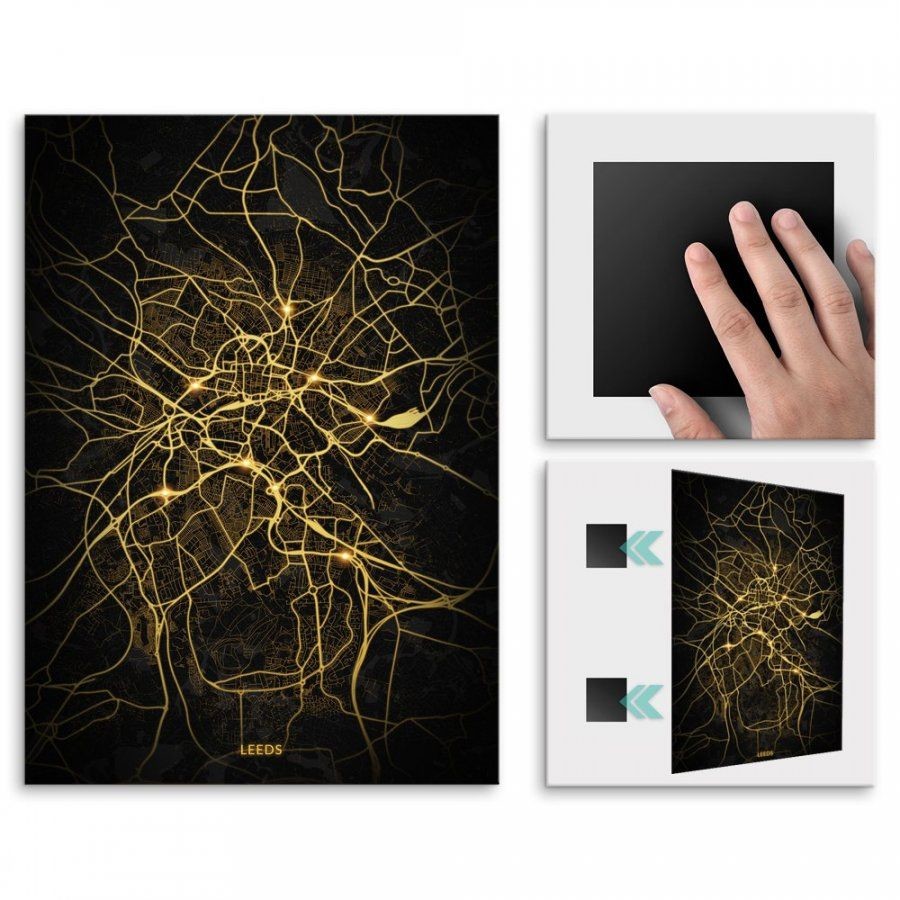 Pix4home Plakat metalowy Mapa City Lights Leeds M POS-M-04099