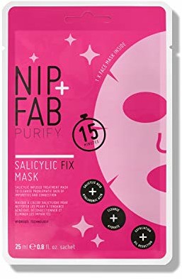 Nip+Fab Nip + Fab Salicylic Acid Fix | Maseczka Tkaninowa do Twarzy z Kwasem Salicylowym | Kwas Hialuronowy | Kwas BHA | Kwiat Lotosu | Oczyszczanie | 25 ml