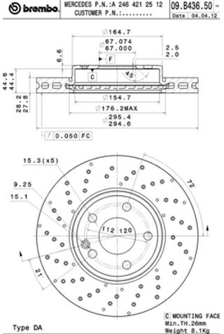 BREMBO Tarcza hamulcowa 09.B436.51