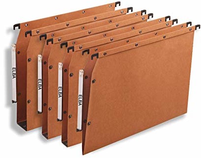 Elba 100330476 AZV Ultimate teczka zawieszana 25 szt. opakowanie DIN A4 szerokość dna 5 cm z kartonu kartonowego pionowe oznaczenie pomarańczowy karton z recyklingu niebieski anioł 100330476