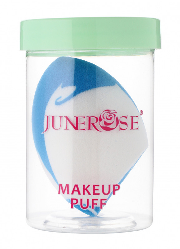 Junerose JUNEROSE - MAKEUP PUFF - Gąbka do makijażu typu blender + lusterko - BIAŁO-NIEBIESKA JUNMGMBLU-ERLU-02