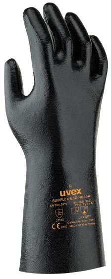 Фото - Засоби захисту UVEX RUVEX-RUBIFLEX - Antystatyczne rękawice ochronne z kauczuku NBR, elastycxz 