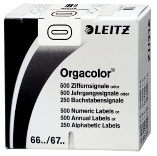 Leitz 66001000 Orgacolor sygnału cyfr 0, 500 sztuk, białe 6600-10-00