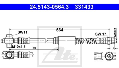 ATE Przewód hamulcowy elastyczny 24.5143-0564.3