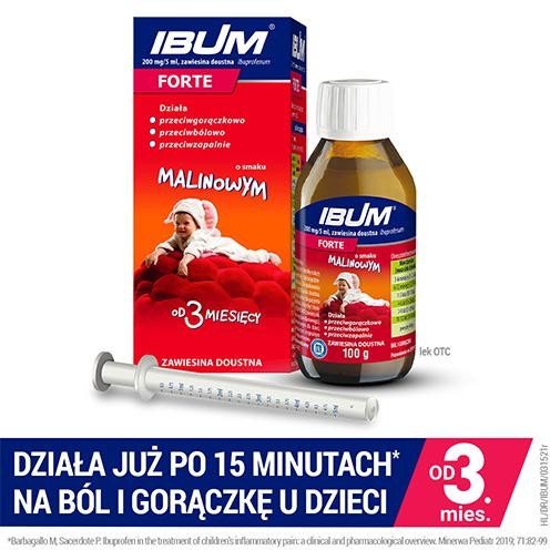 Hasco-Lek IBUM FORTE Zawiesina o smaku malinowym 200 mg/5 ml, 100g