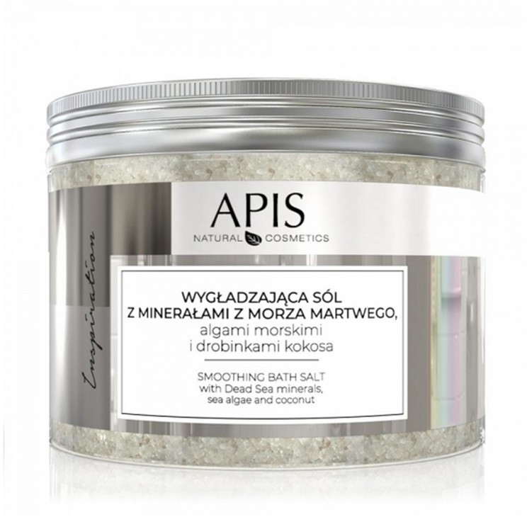 Apis ACTIVESHOP INSPIRATION, WYGŁADZAJĄCA SÓL DO KĄPIELI Z MINERAŁAMI Z MORZA MARTWEGO, ALGAMI MORSKIMI I DROBINKAMI KOKOSA, 650 G