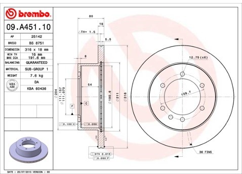 BREMBO Tarcza hamulcowa 09.A451.10