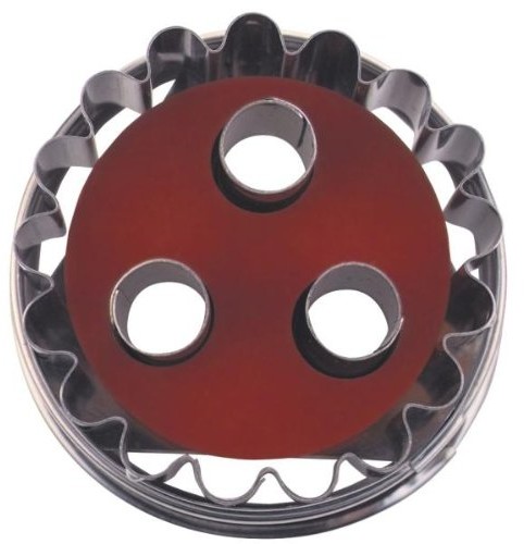 Städter 966056 Linzer-foremka do wycinania z wyrzutnikiem przekaźnikiem 3 otworów, ze stali nierdzewnej, srebrny/czerwony, 4,8 x 4,8 x 4,8 cm 966056