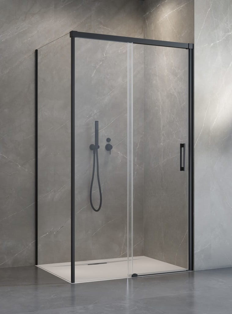 Radaway Idea Black KDS kabina prysznicowa front lewy 120 cm + ścianka boczna 80 cm, szkło przejrzyste 6 mm, wys. 200,5 cm