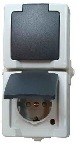 LEDart Podwójne elektryczne Kopp Nautic 136902009 z osłoną oraz zwiększonym zabezpieczeniem przed dotknięciem, do pomieszczeń wilgotnych.