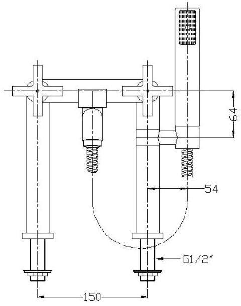 Omnires Modern Dwuuchwytowa bateria wannowa z zestawem prysznicowym chrom C304-HCR