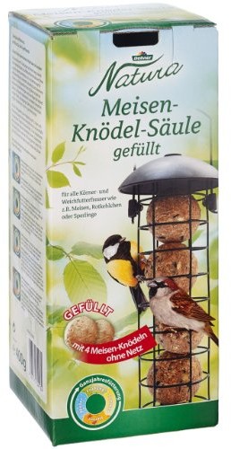 Dehner Natura kolumna karmowa dla dzikich ptaków, kolumna z 4 kostkami, do wielokrotnego napełniania, metalowa, czarna