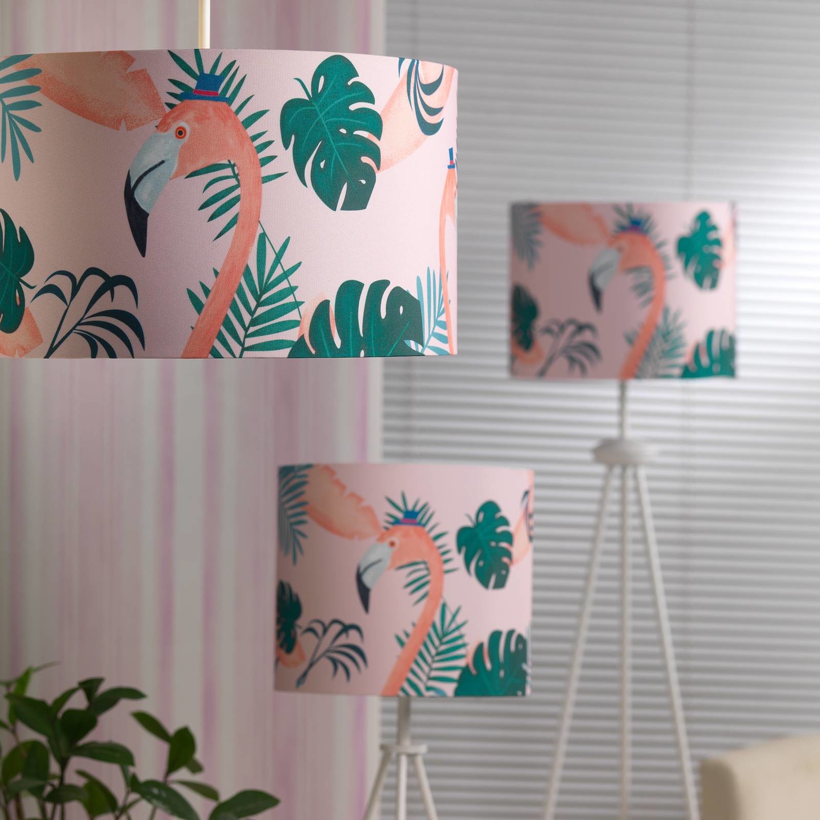 EULUNA Lampa stołowa Flamingo z kloszem tekstylnym, 57 cm