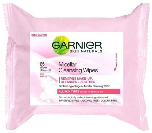 GARNIER Skin Naturals, chusteczki micelarne do demakijażu z włóknami jedwabiu, 25 szt.