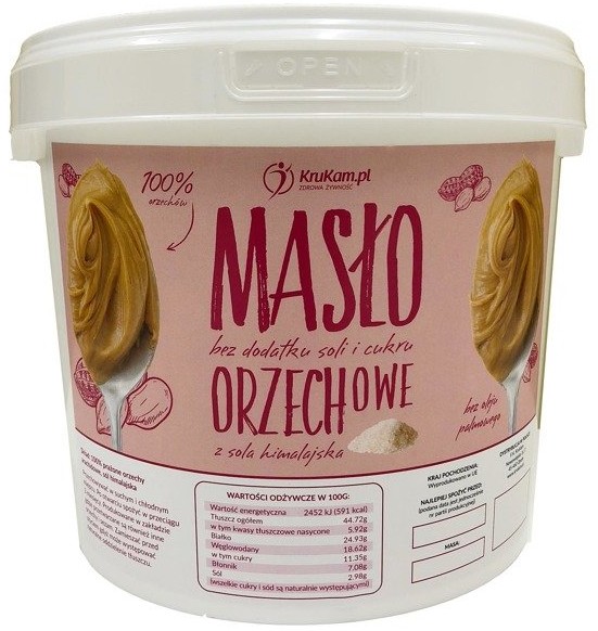 KruKam Pasta Orzechowa 100% z Solą Himalajską wiadro 5kg