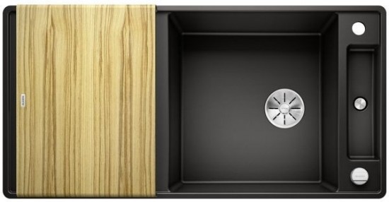 Blanco Zlewozmywak Axia III XL 6 S-F Silgranit PuraDur Czarny + deska jesionowa 525860