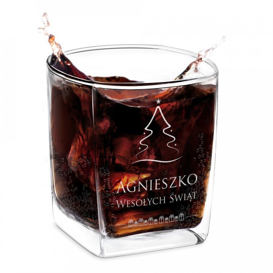 Murrano Szklanka do Whisky Grawer Choinka na Święta SZC-050