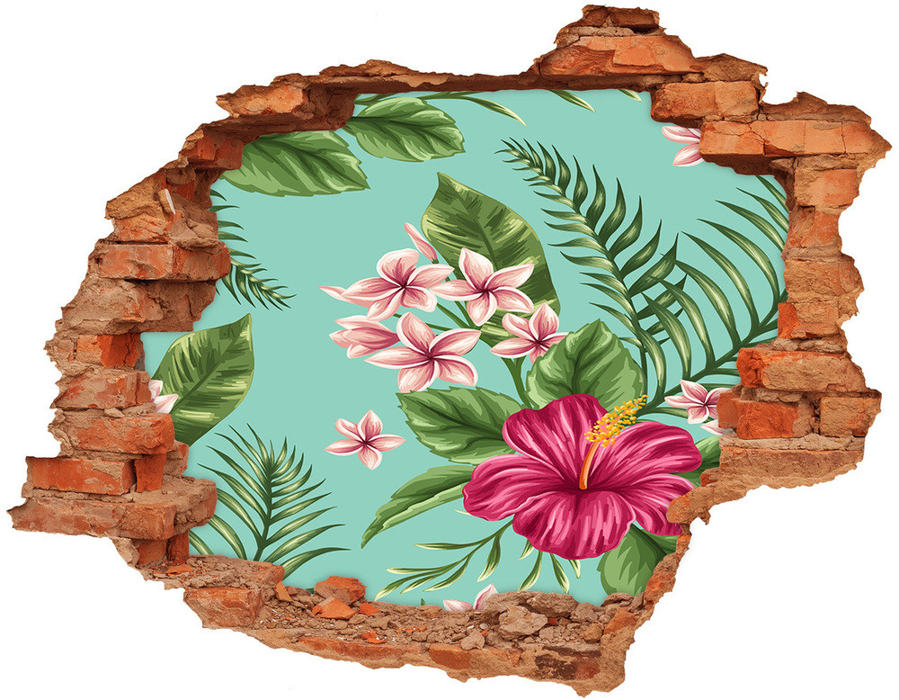 Wallmuralia.pl Naklejka 3D dziura samoprzylepna Hawajskie kwiaty